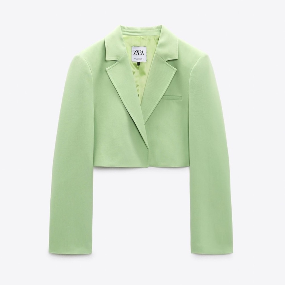 Zara Women's Mint Green Cropped Blazer